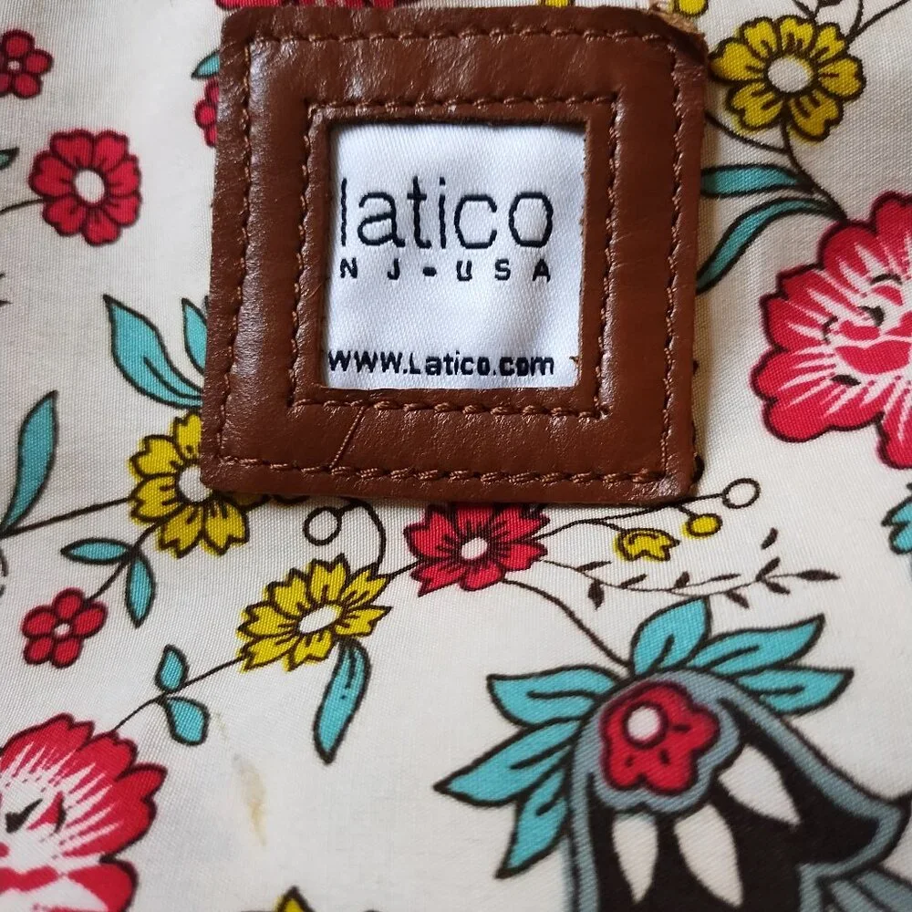 Latico Women's Brown Glossy Leather Tote Bag Purse With Braided Handles - Picture 14 of 16